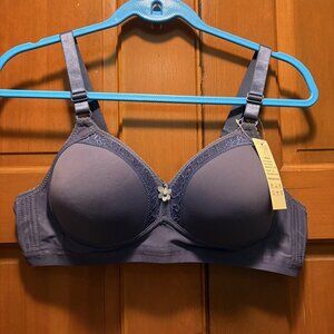 NWT TELIMUSSTO Women's Wireless Comfort Bra  blue 44A
